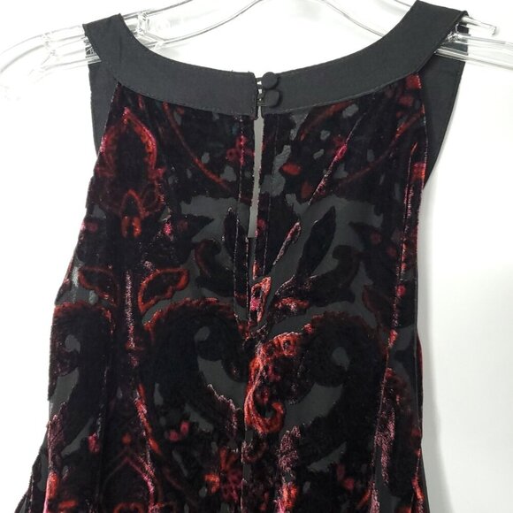 Torrid Tank Halter Top 3 Red Black Floral Paisley Velvet Burnout Whimsigoth - Picture 6 of 9